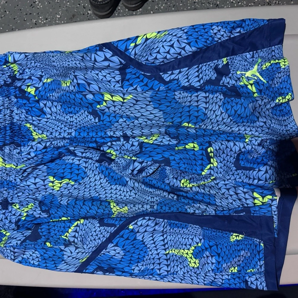 Jordan Blue and Neon Green Athletic Shorts - Picture 1 of 5